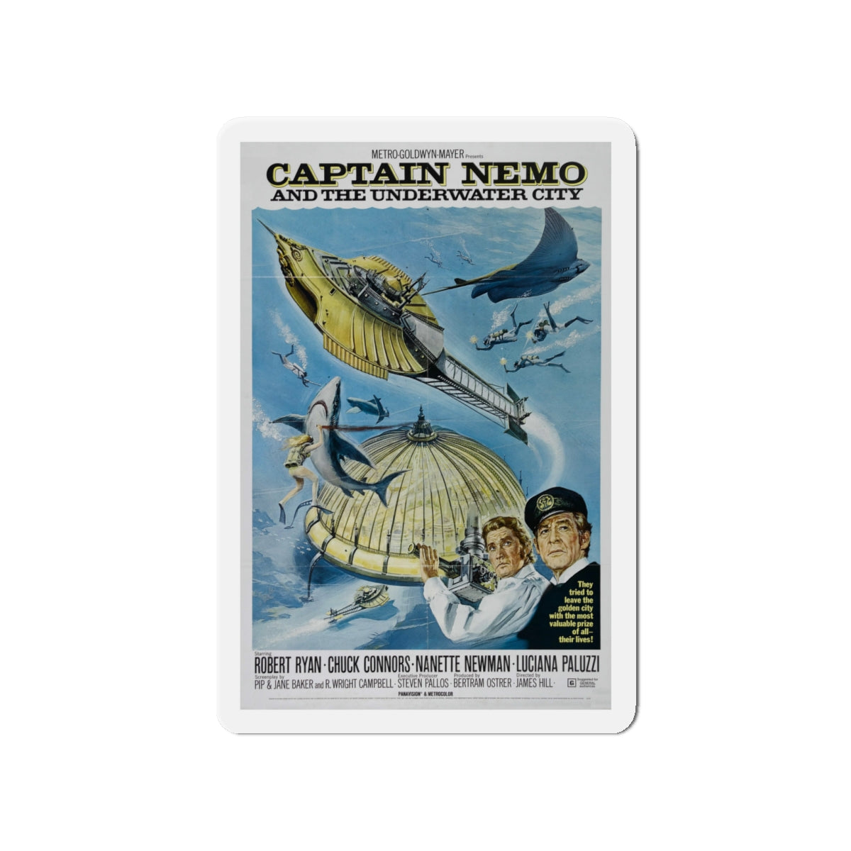 CAPTAIN NEMO AND THE UNDERWATER CITY 1969 Movie Poster - Die-Cut Magnet-4" x 4"-The Sticker Space