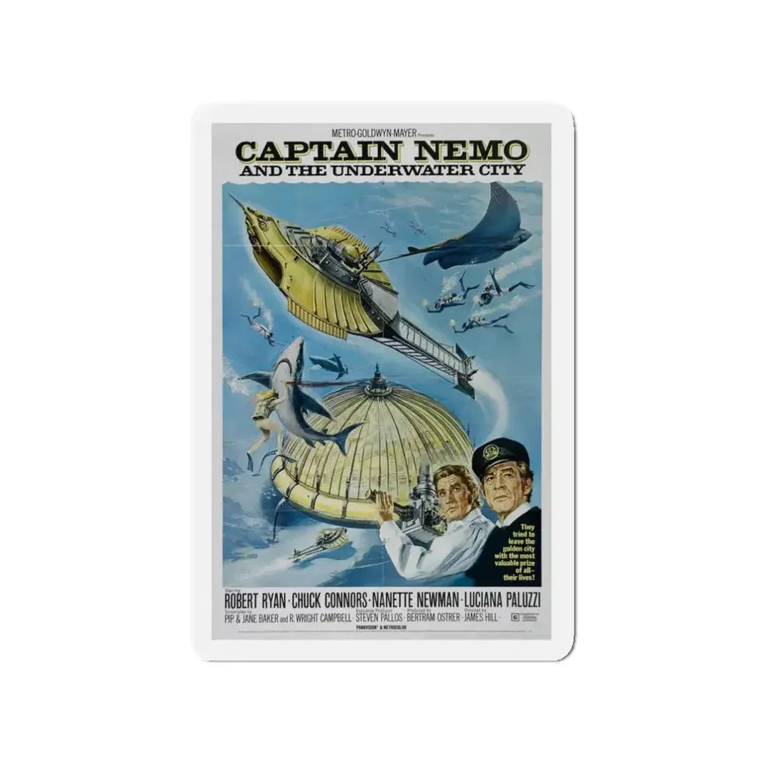 CAPTAIN NEMO AND THE UNDERWATER CITY 1969 Movie Poster - Refrigerator Magnet 3 Inch - The Sticker Space