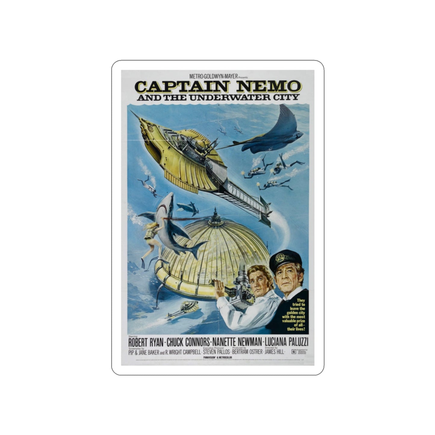 CAPTAIN NEMO AND THE UNDERWATER CITY 1969 Movie Poster STICKER Vinyl Die-Cut Decal-2 Inch-The Sticker Space