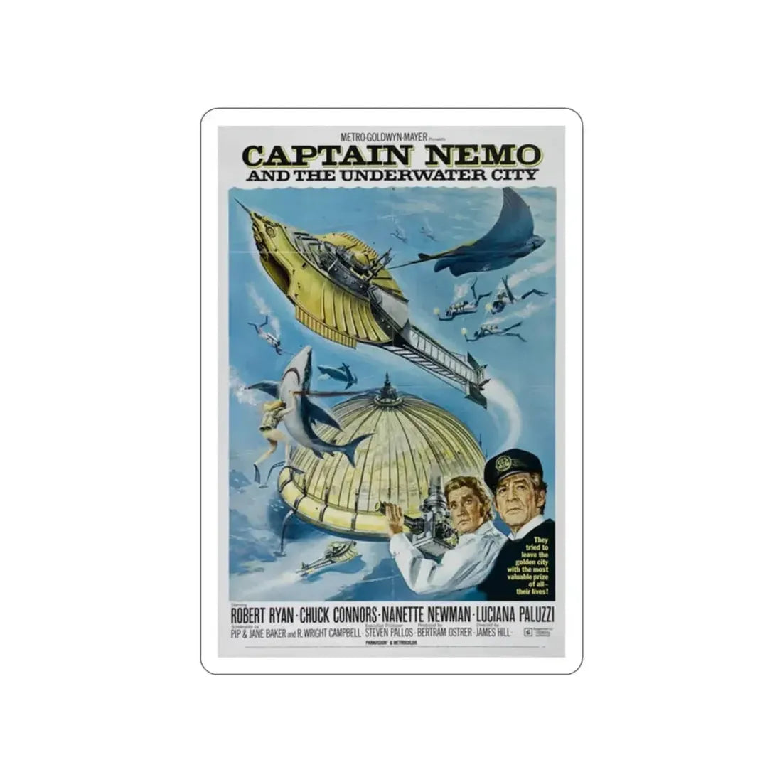 CAPTAIN NEMO AND THE UNDERWATER CITY 1969 Movie Poster STICKER Vinyl Die-Cut Decal - The Sticker Space