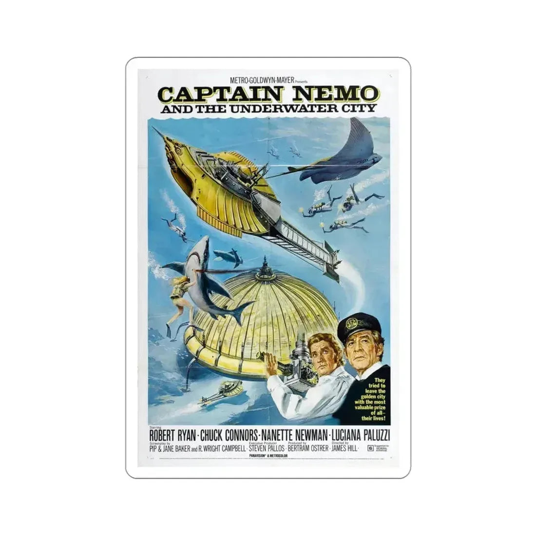 Captain Nemo and the Underwater City 1970 Movie Poster STICKER Vinyl Die-Cut Decal 4 Inch - The Sticker Space