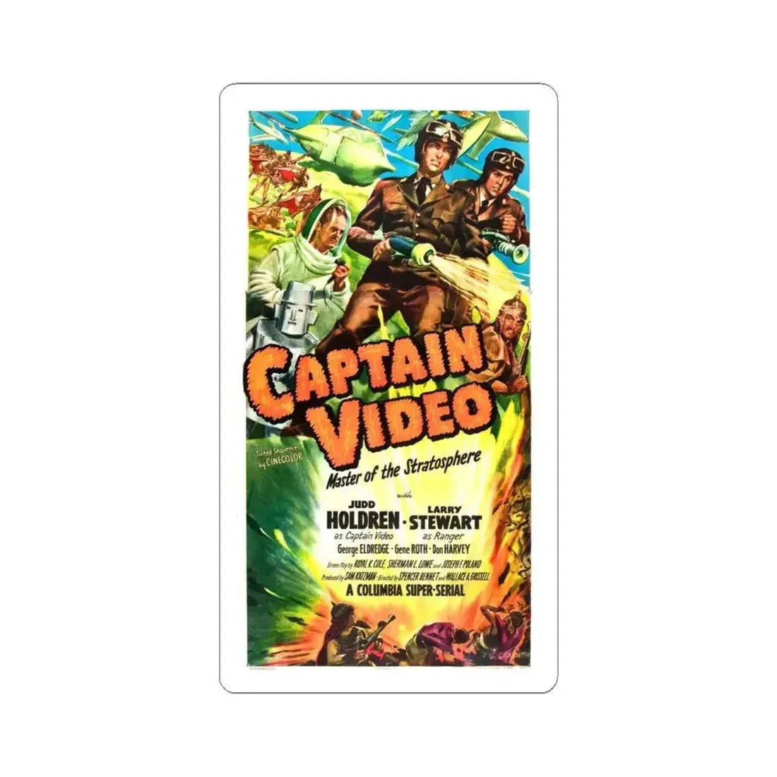 CAPTAIN VIDEO (Master of the Stratosphere) 1951 Movie Poster - STICKER Vinyl Kiss-Cut Decal 6 Inch White - The Sticker Space