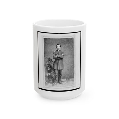 Captain William Borck, Union Officer In The 32nd Indiana Regiment, Full-Length Portrait, Standing, Facing Front (U.S. Civil War) White Coffee Mug