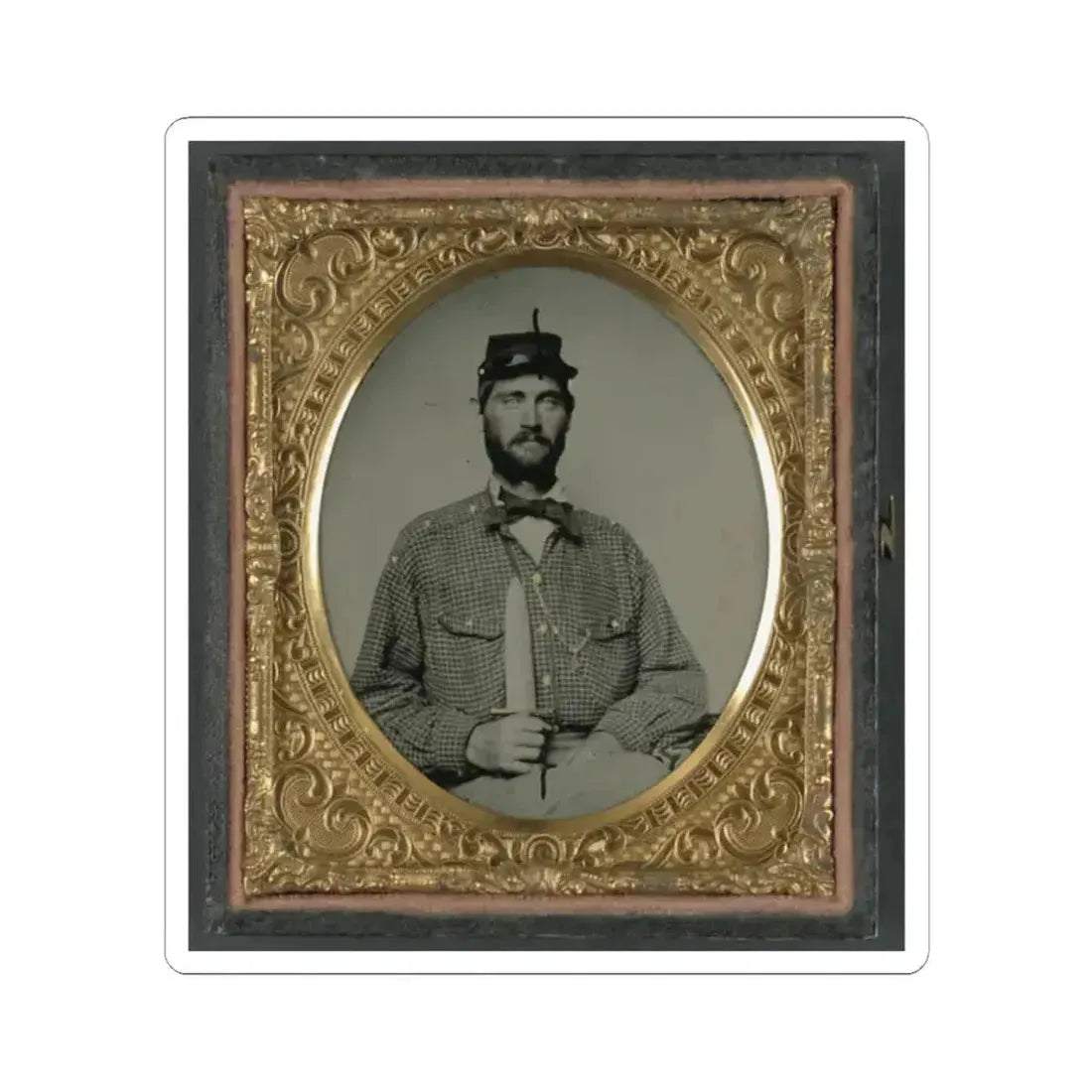 Captain William H. Powell of Co. A, 33Rd Virginia Infantry Regiment in Uniform With Bowie Knife (U.S. Civil War) STICKER Vinyl Kiss-Cut Decal 2 Inch White - The Sticker Space