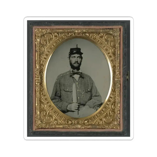 Captain William H. Powell of Co. A, 33Rd Virginia Infantry Regiment in Uniform With Bowie Knife (U.S. Civil War) STICKER Vinyl Kiss-Cut Decal 2 Inch White - The Sticker Space