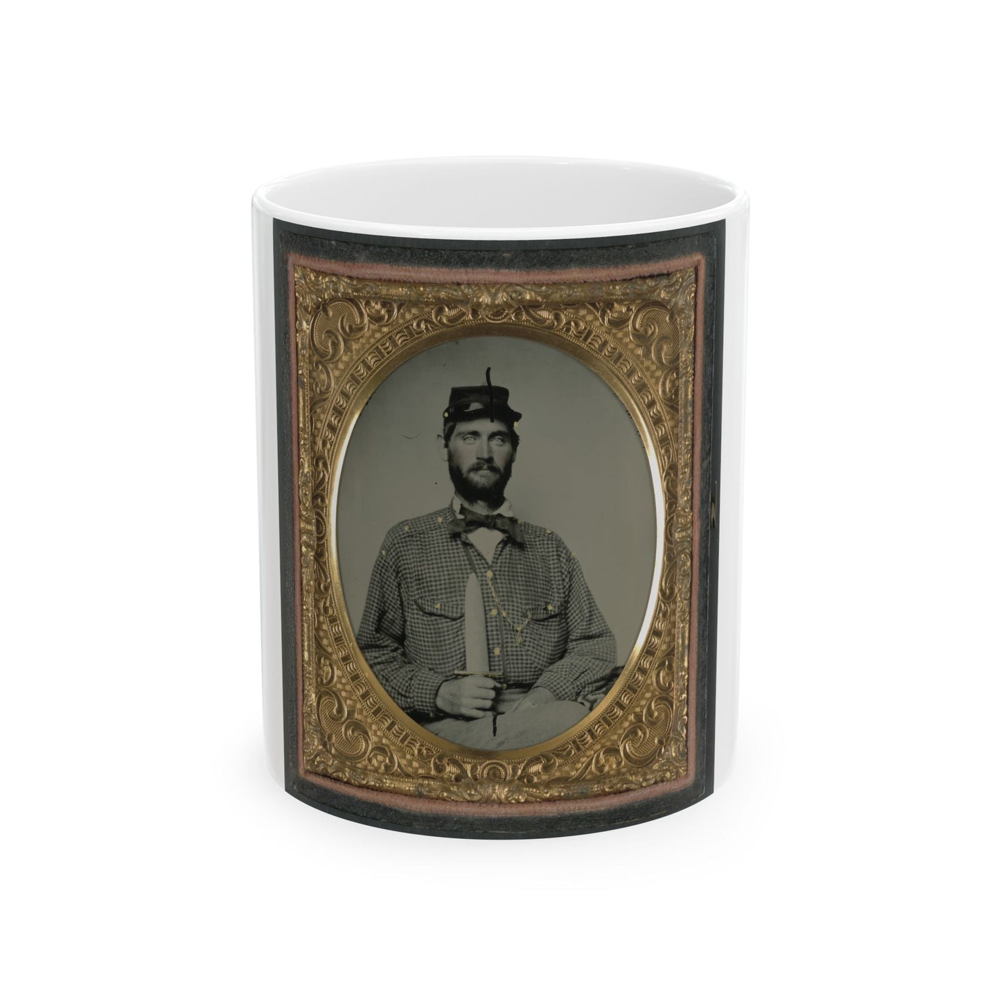 Captain William H. Powell Of Co. A, 33rd Virginia Infantry Regiment In Uniform With Bowie Knife (U.S. Civil War) White Coffee Mug