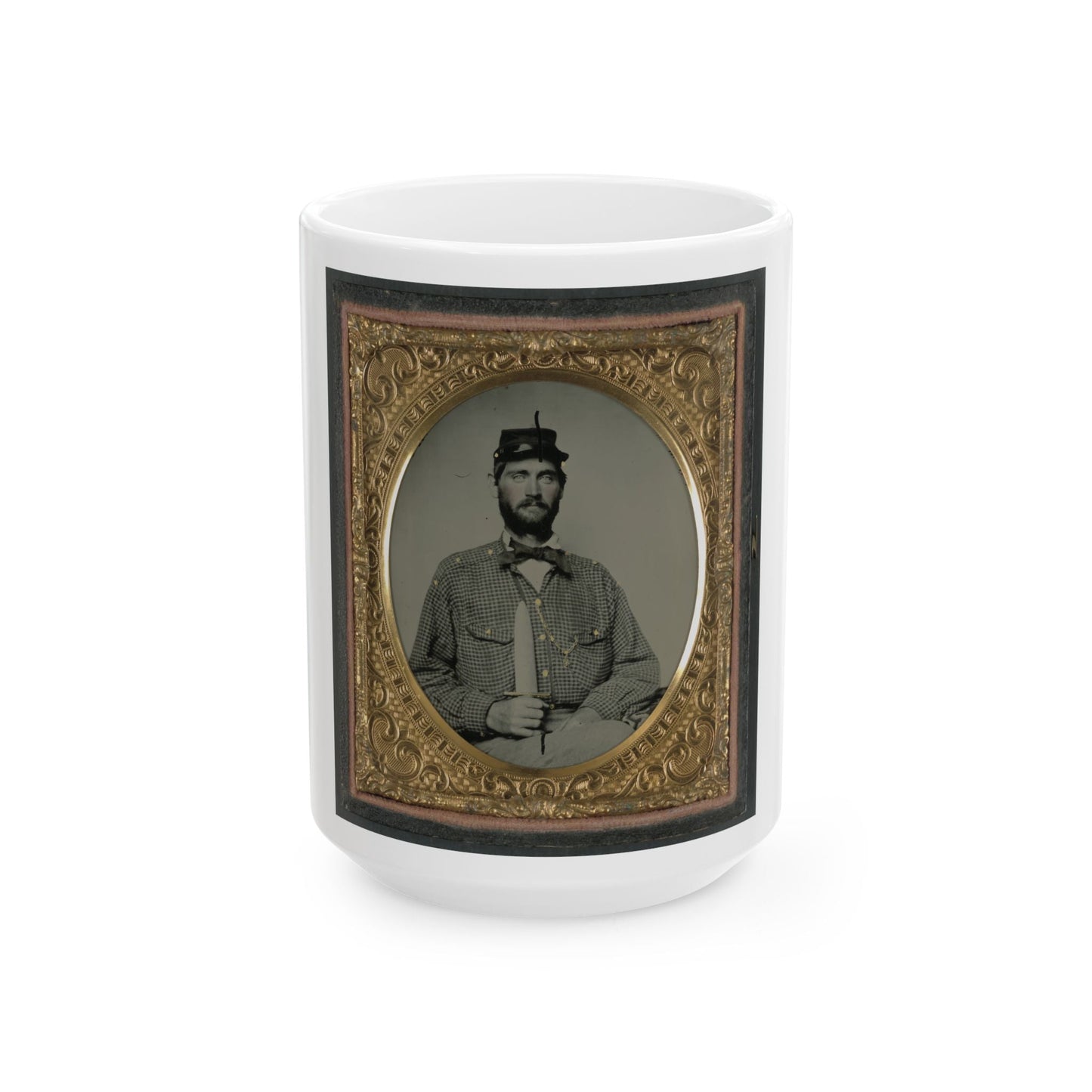 Captain William H. Powell Of Co. A, 33rd Virginia Infantry Regiment In Uniform With Bowie Knife (U.S. Civil War) White Coffee Mug