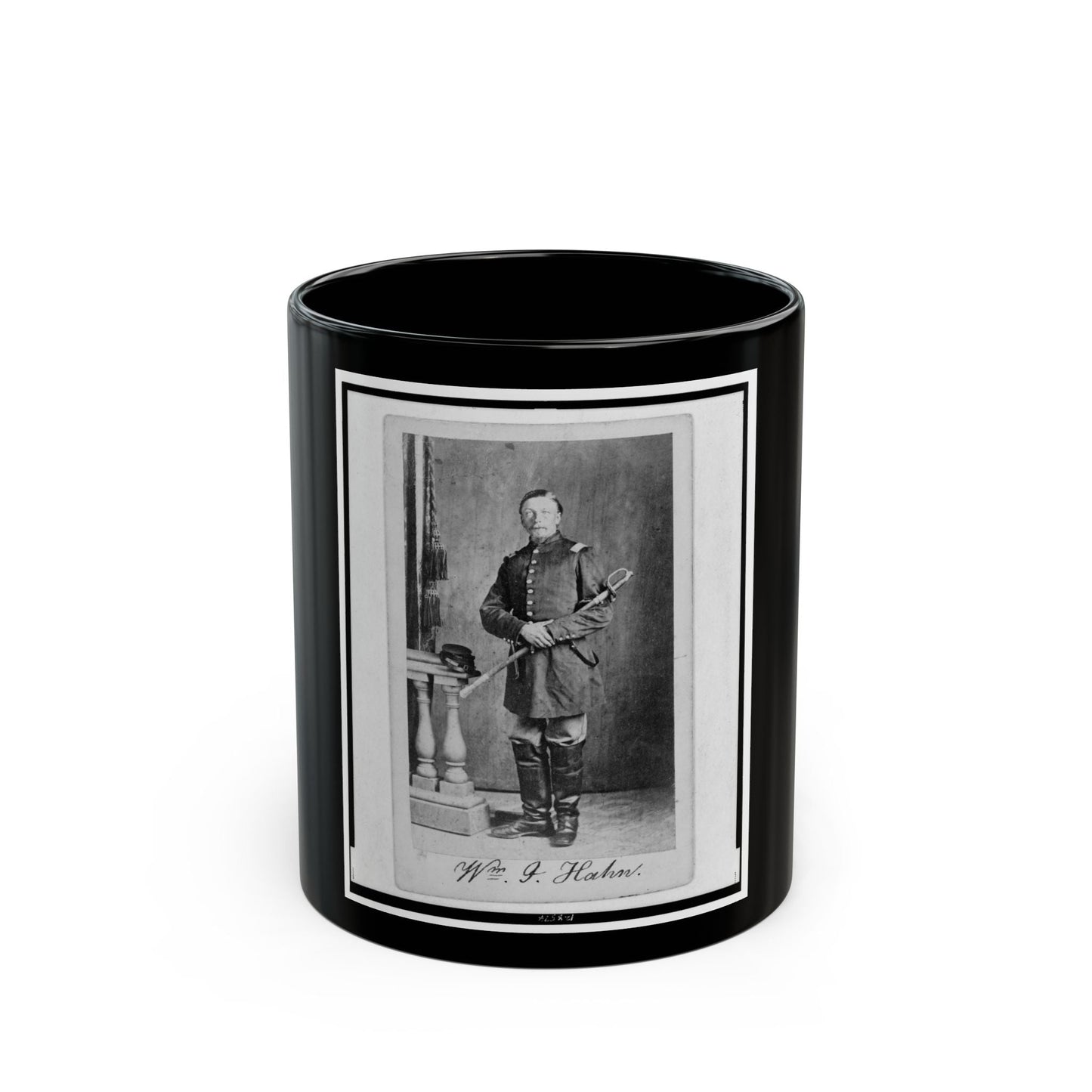 Captain William J. Hahn, Union Officer In The 32nd Indiana Regiment, Full-Length Portrait, Facing Front (U.S. Civil War) Black Coffee Mug