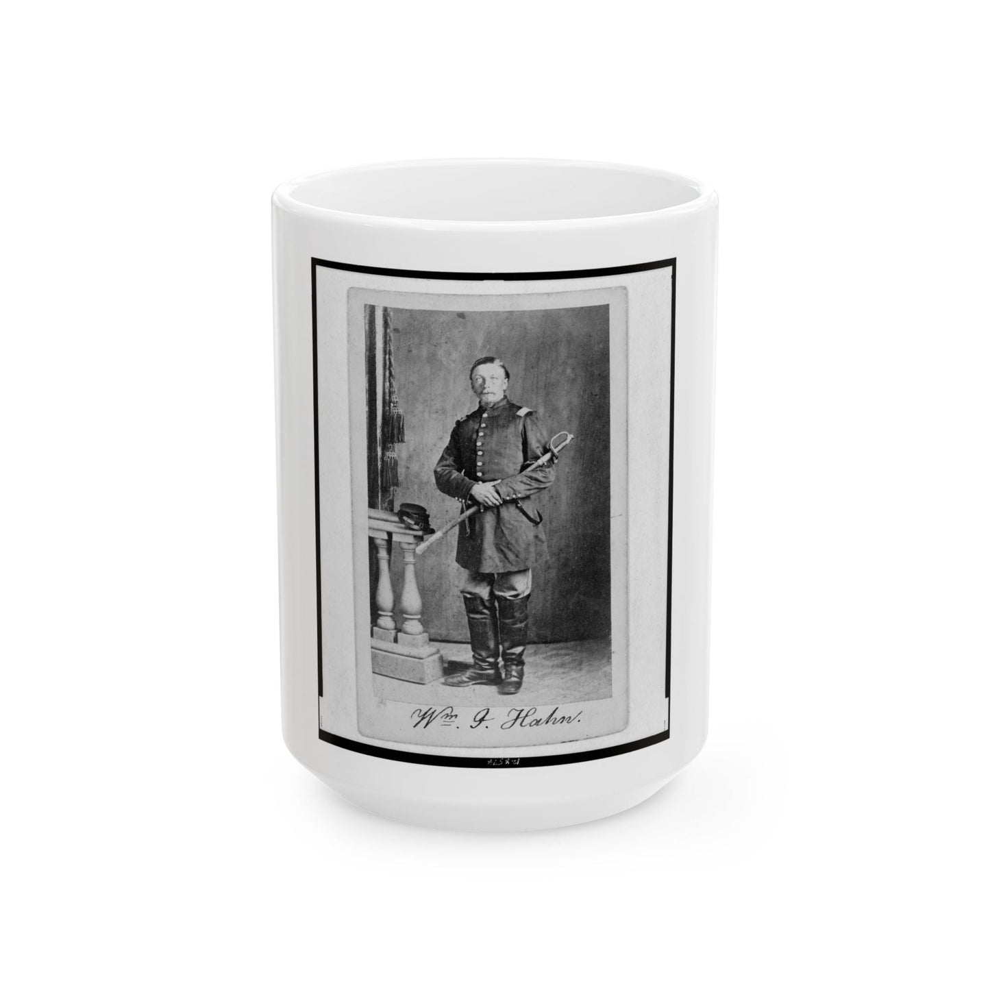 Captain William J. Hahn, Union Officer In The 32nd Indiana Regiment, Full-Length Portrait, Facing Front (U.S. Civil War) White Coffee Mug