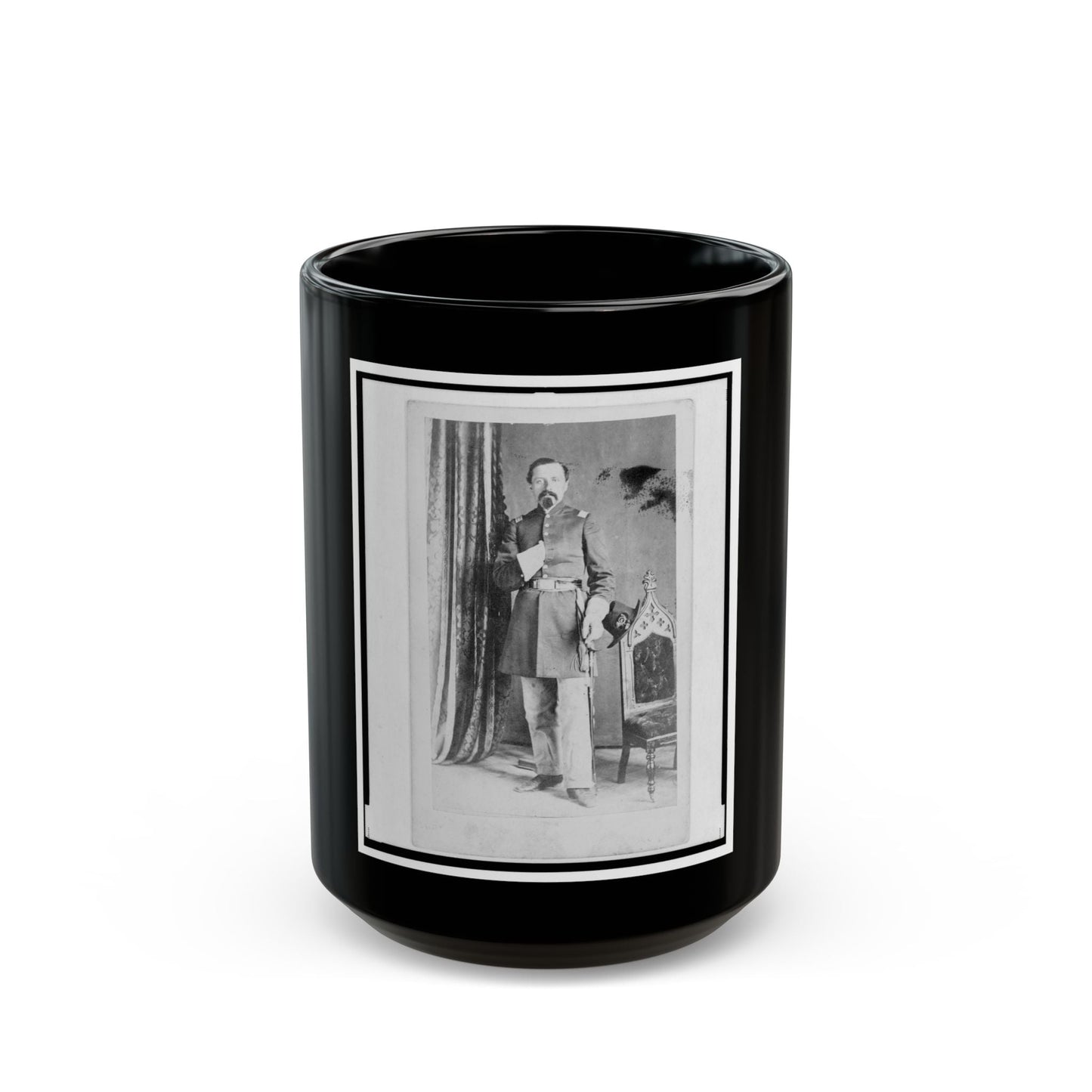 Captain William Urlan, Union Officer In The 32nd Indiana Regiment, Full-Length Portrait, Standing, Facing Front (U.S. Civil War) Black Coffee Mug