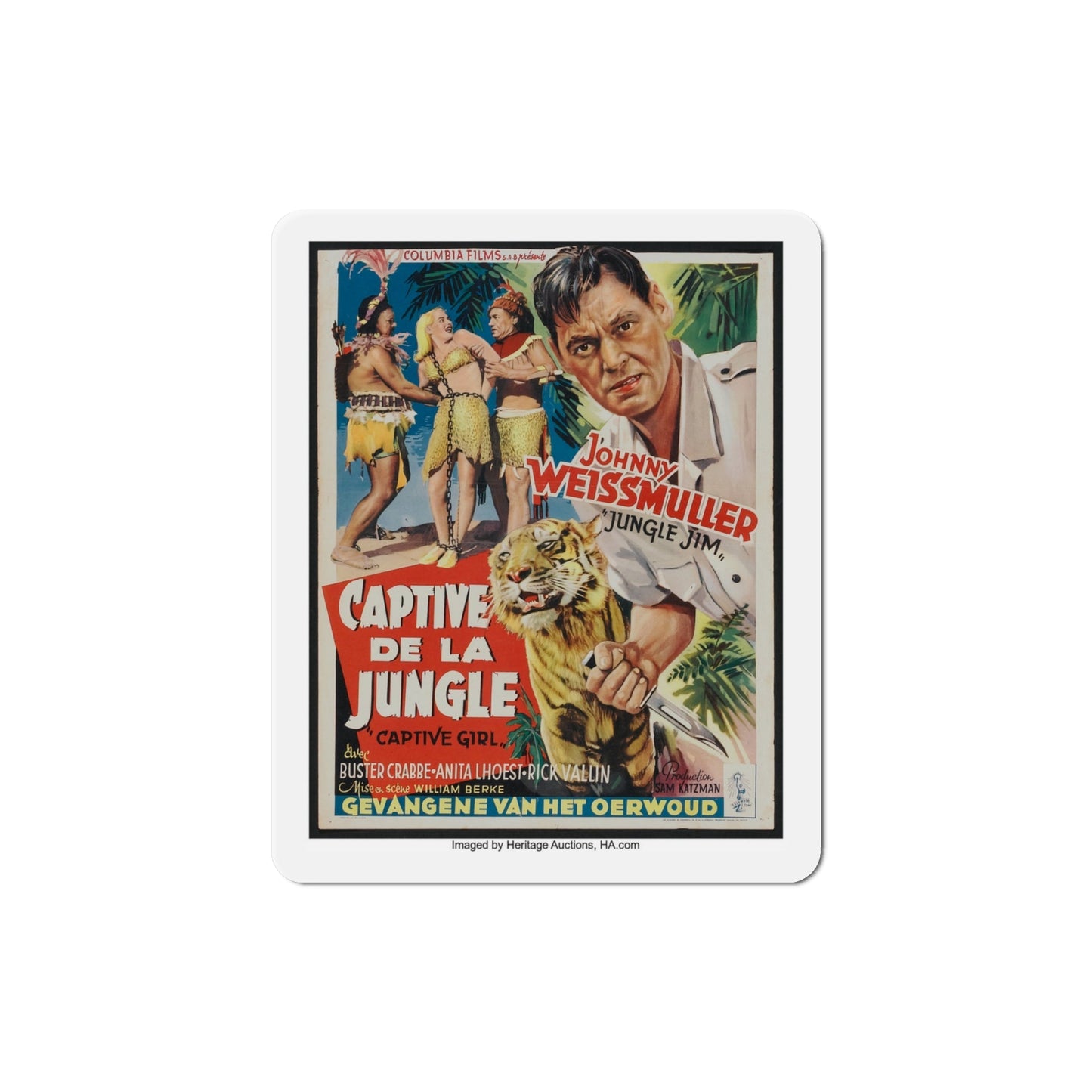 Captive Girl 1950 Movie Poster Die-Cut Magnet-4 Inch-The Sticker Space