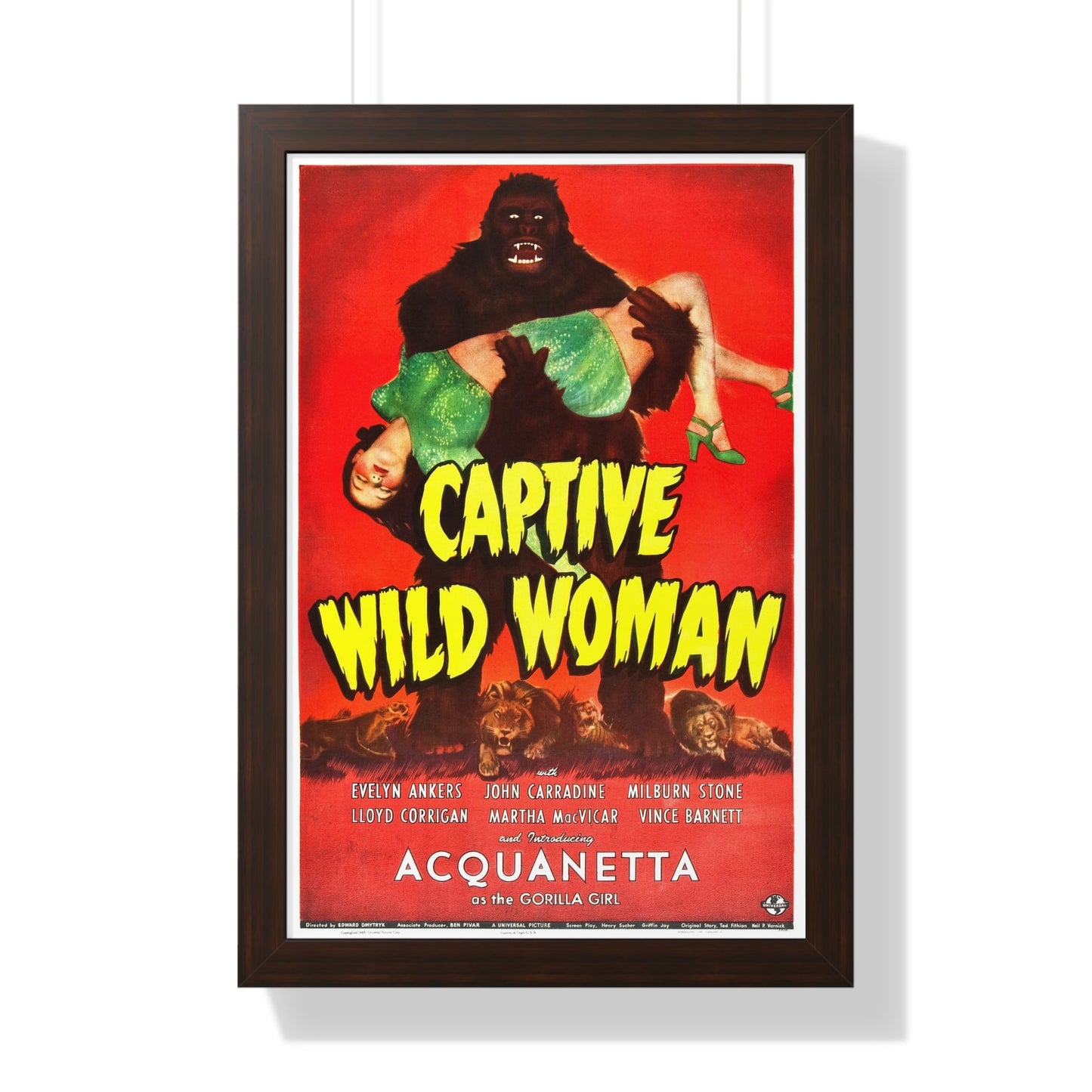 CAPTIVE WILD WOMAN 1943 - Framed Movie Poster-16″ x 24″-The Sticker Space