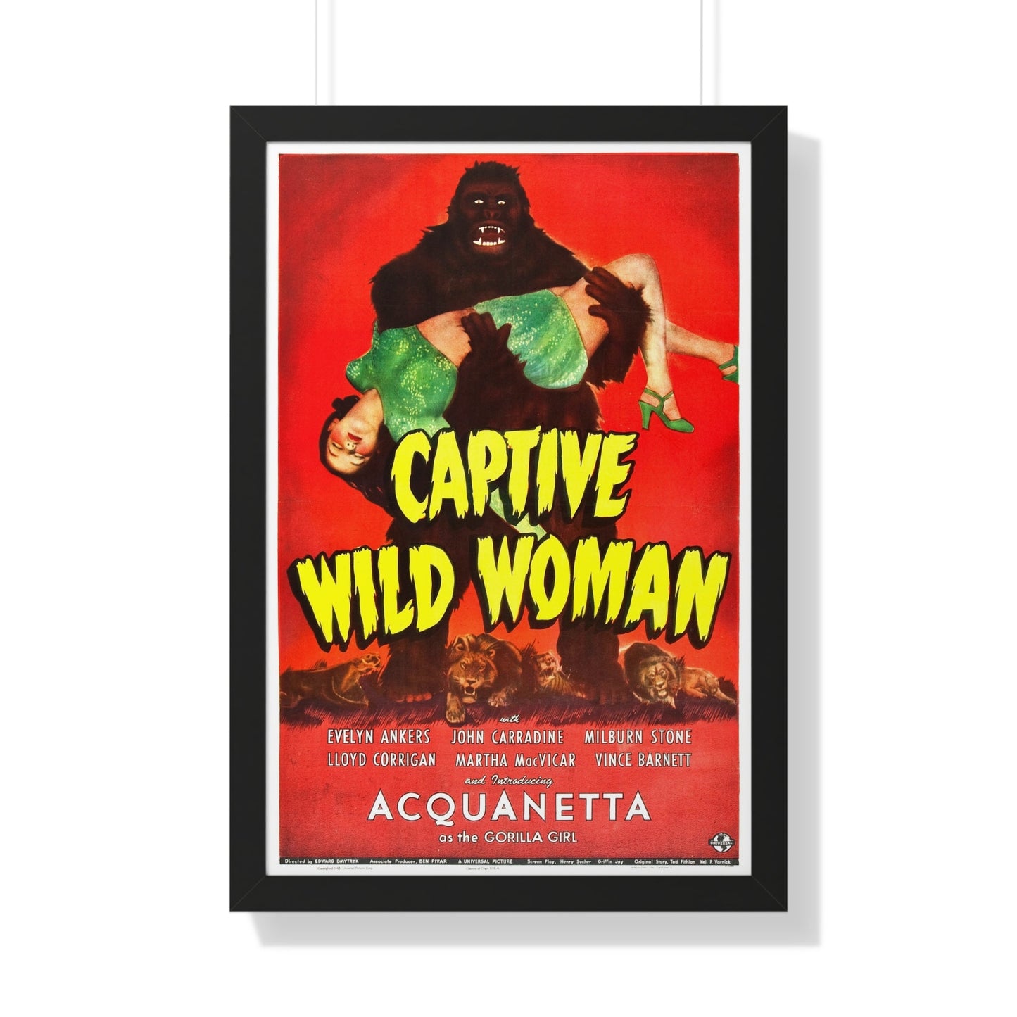 CAPTIVE WILD WOMAN 1943 - Framed Movie Poster-20" x 30"-The Sticker Space