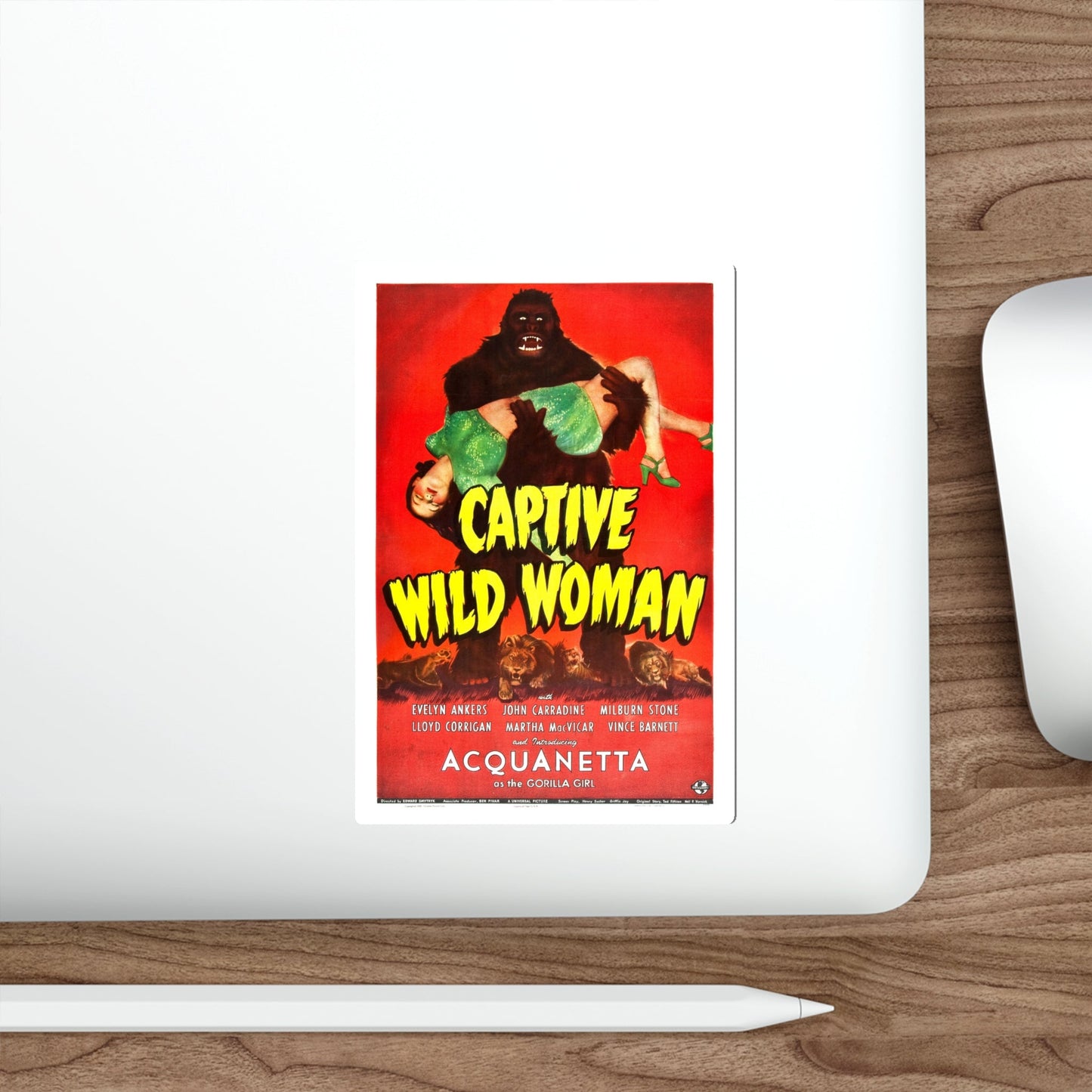 CAPTIVE WILD WOMAN 1943 Movie Poster STICKER Vinyl Die-Cut Decal-The Sticker Space