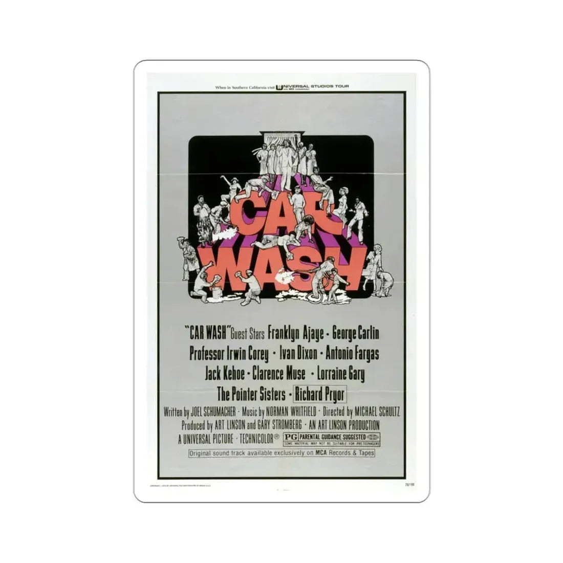 Car Wash 1976 Movie Poster STICKER Vinyl Die-Cut Decal 3 Inch - The Sticker Space