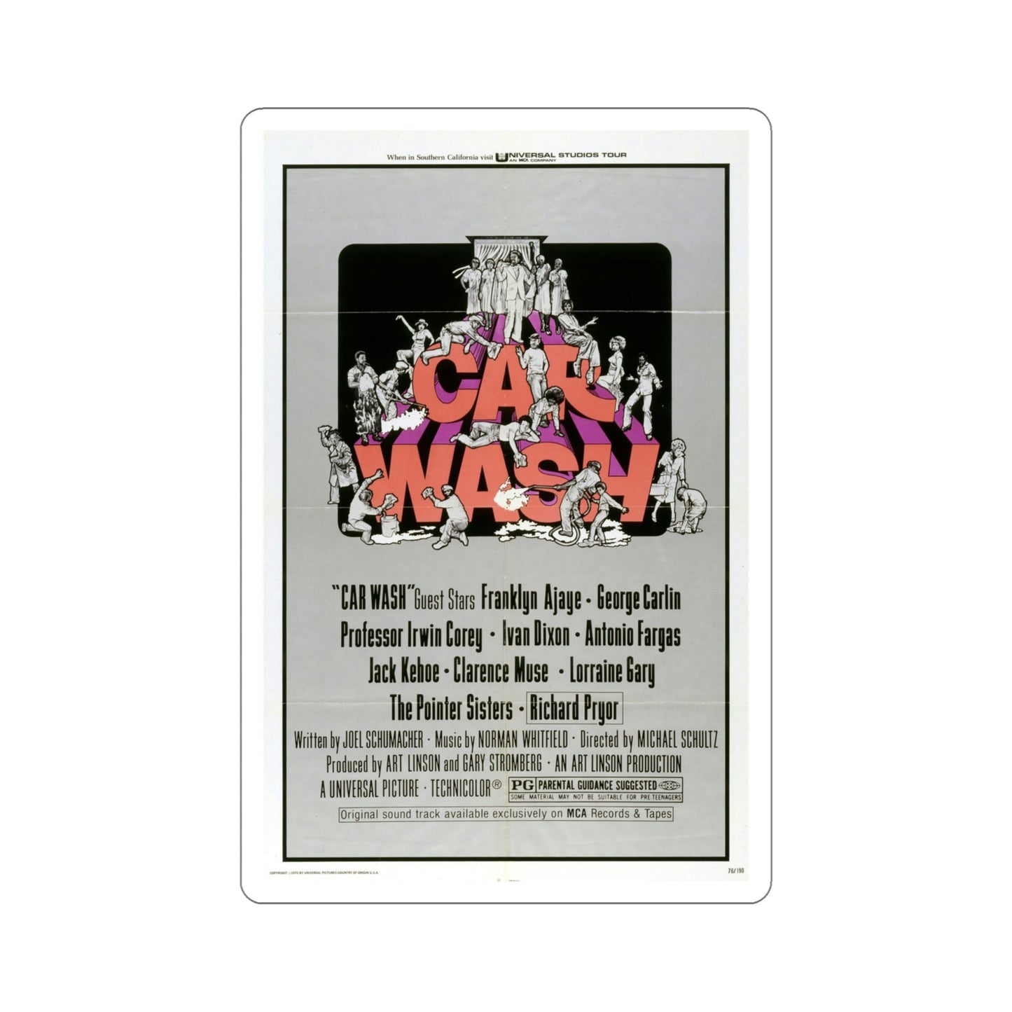 Car Wash 1976 Movie Poster STICKER Vinyl Die-Cut Decal-5 Inch-The Sticker Space