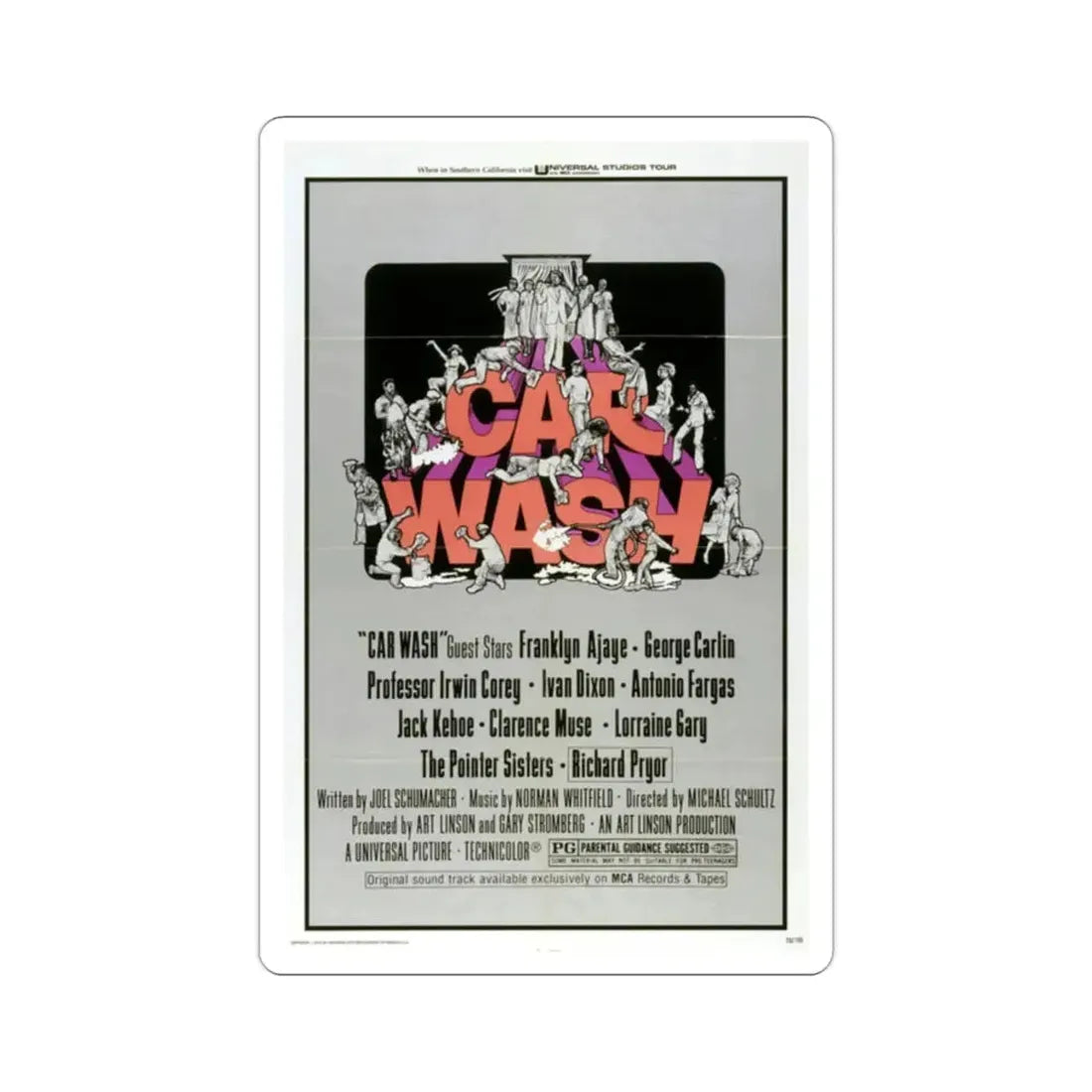 Car Wash 1976 Movie Poster STICKER Vinyl Die-Cut Decal - The Sticker Space