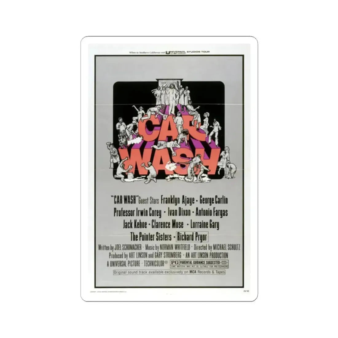Car Wash 1976 Movie Poster - STICKER Vinyl Kiss-Cut Decal 2 Inch White - The Sticker Space