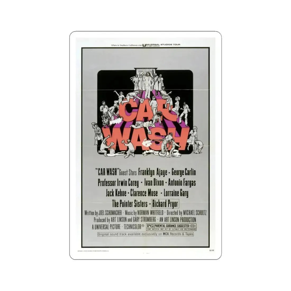 Car Wash 1976 Movie Poster - STICKER Vinyl Kiss-Cut Decal 4 Inch White - The Sticker Space