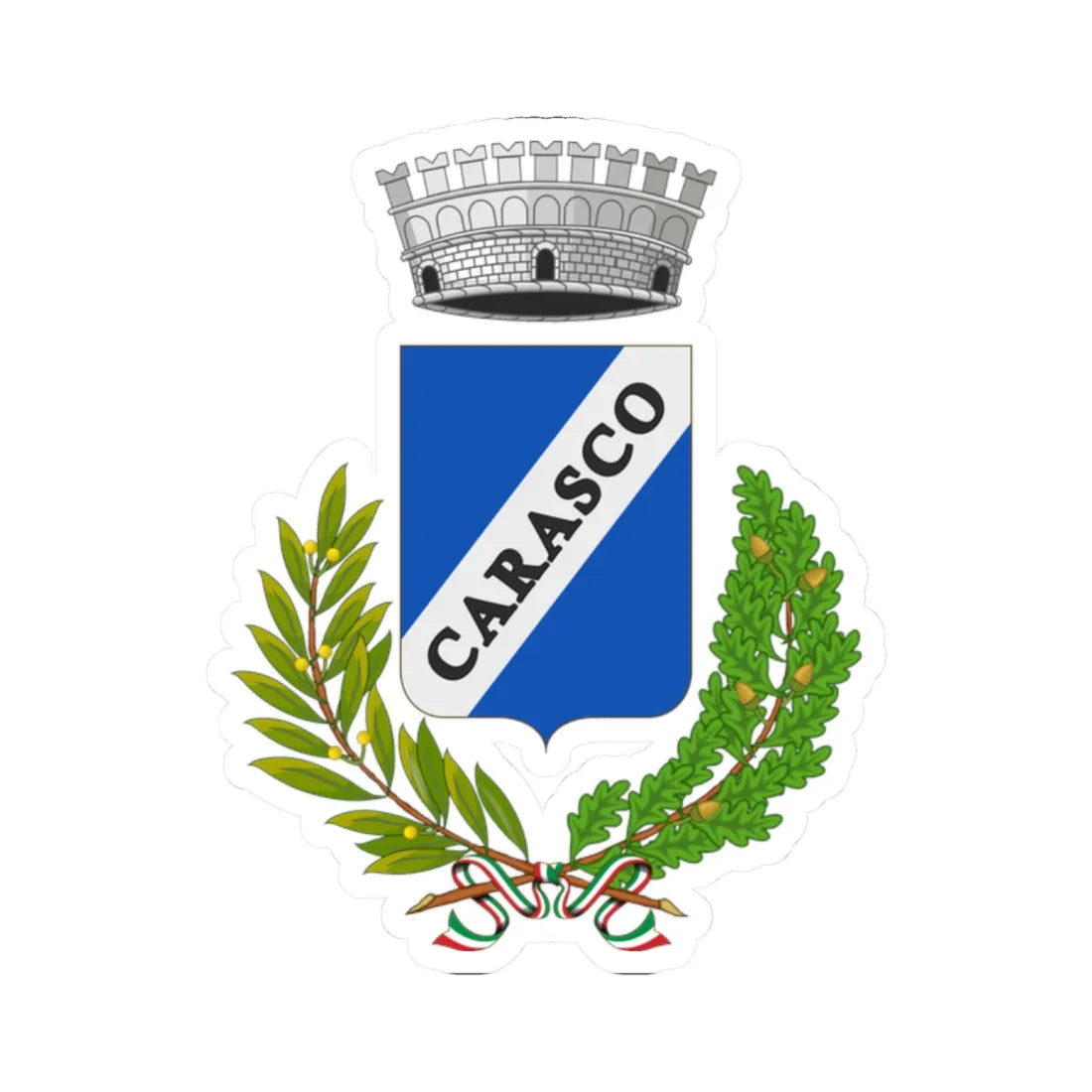 Carasco-Stemma (Italy) (Coat of Arms) STICKER Vinyl Kiss-Cut Decal 2 Inch White - The Sticker Space