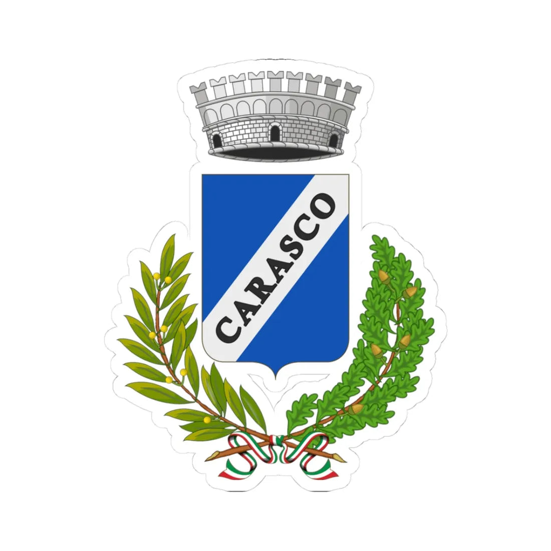Carasco-Stemma (Italy) (Coat of Arms) STICKER Vinyl Kiss-Cut Decal 3 Inch White - The Sticker Space