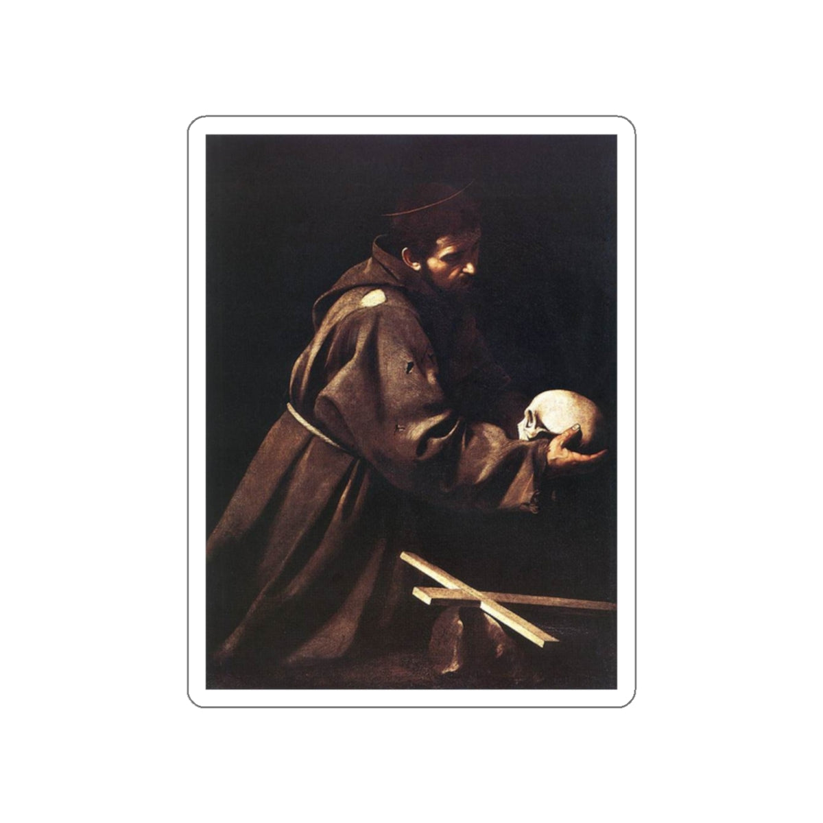 CARAVAGGIO - St Francis (Artwork) STICKER Vinyl Die-Cut Decal-White-The Sticker Space