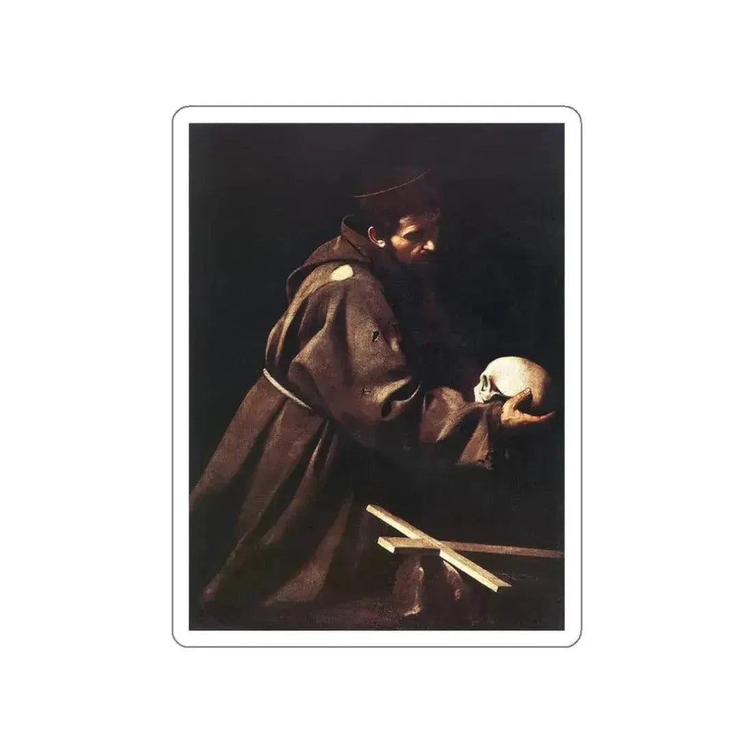 CARAVAGGIO - St Francis (Artwork) STICKER Vinyl Die-Cut Decal White Die-Cut 3 Inch - The Sticker Space