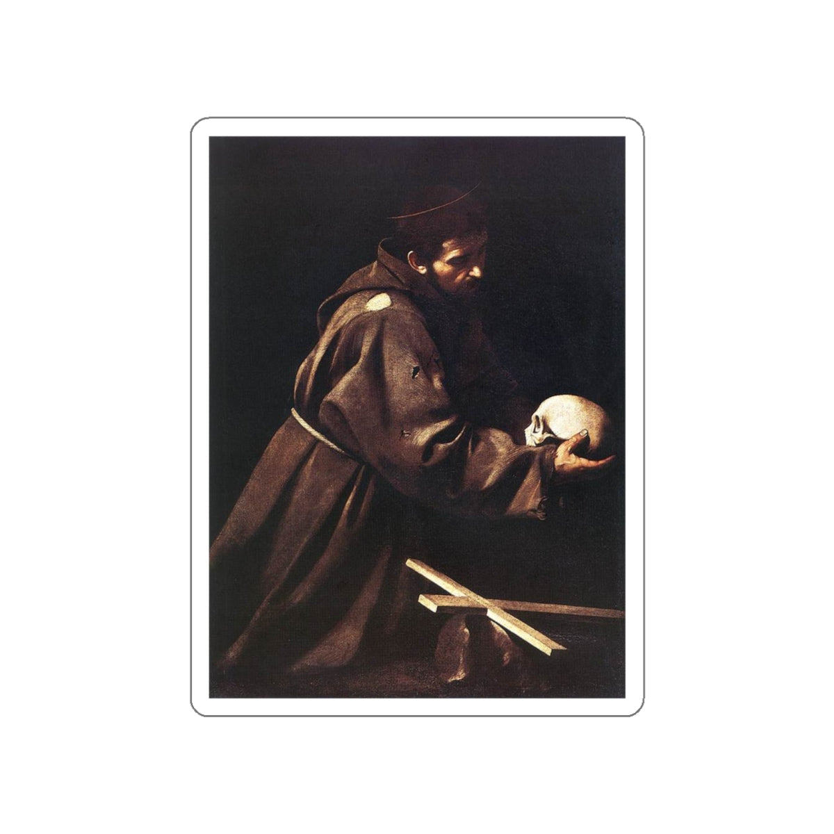 CARAVAGGIO - St Francis (Artwork) STICKER Vinyl Die-Cut Decal-White-The Sticker Space