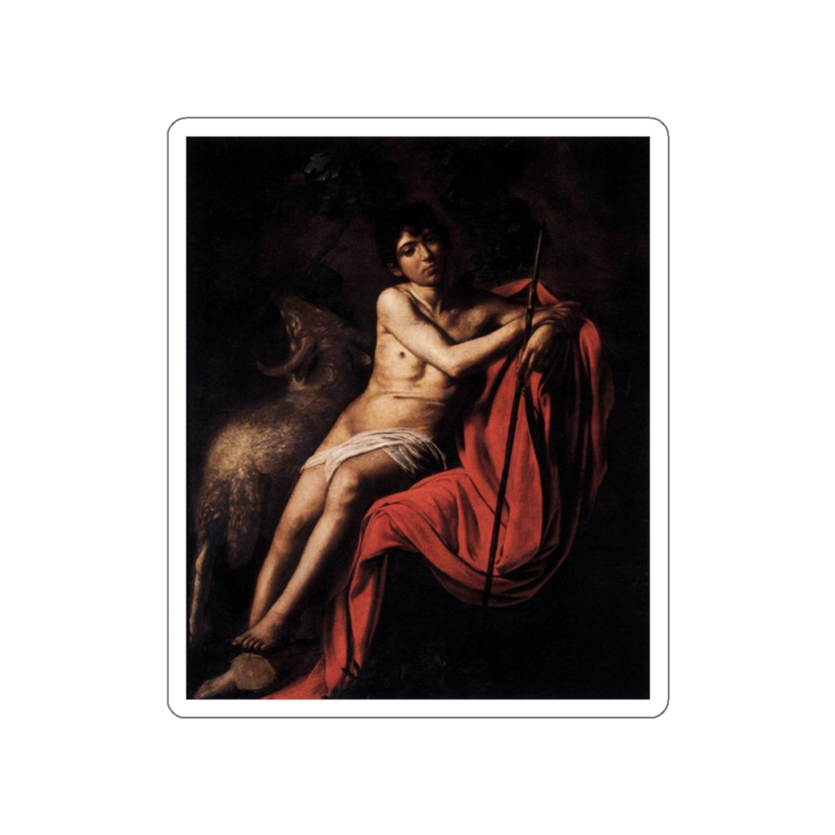 CARAVAGGIO - St John the Baptist (Artwork) STICKER Vinyl Die-Cut Decal-White-The Sticker Space