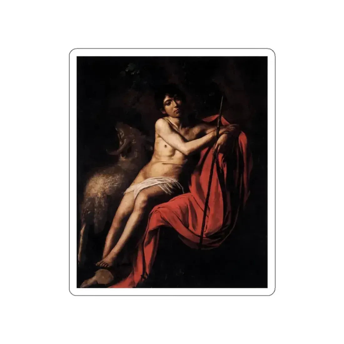 CARAVAGGIO - St John the Baptist (Artwork) STICKER Vinyl Die-Cut Decal White Die-Cut 3 Inch - The Sticker Space