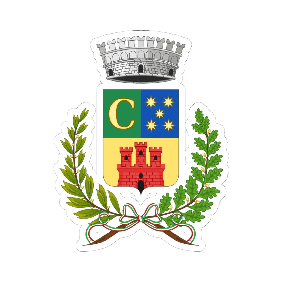 Caravonica-Stemma (Italy) (Coat of Arms) STICKER Vinyl Kiss-Cut Decal 4 Inch White - The Sticker Space