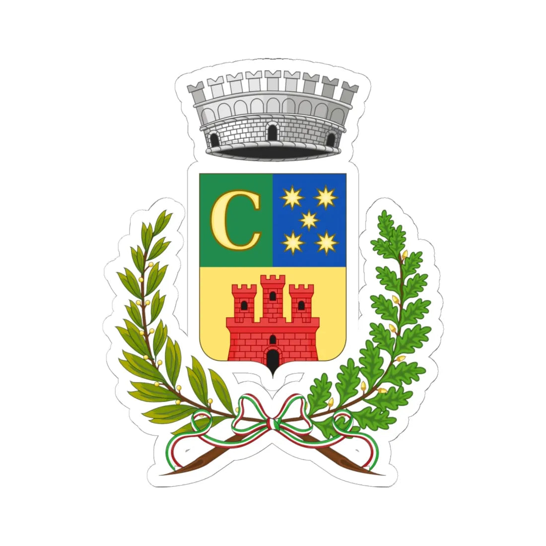 Caravonica-Stemma (Italy) (Coat of Arms) STICKER Vinyl Kiss-Cut Decal 6 Inch White - The Sticker Space
