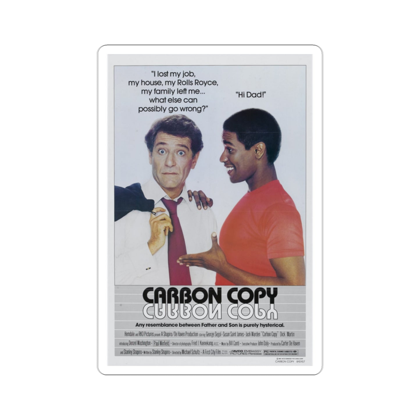 Carbon Copy 1981 Movie Poster STICKER Vinyl Die-Cut Decal-2 Inch-The Sticker Space