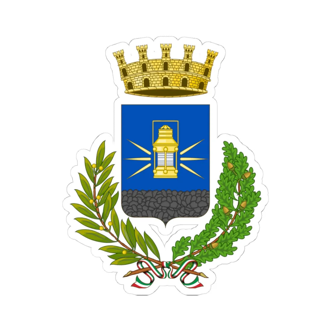 Carbonia-Stemma (Italy) (Coat of Arms) STICKER Vinyl Kiss-Cut Decal 4 Inch White - The Sticker Space