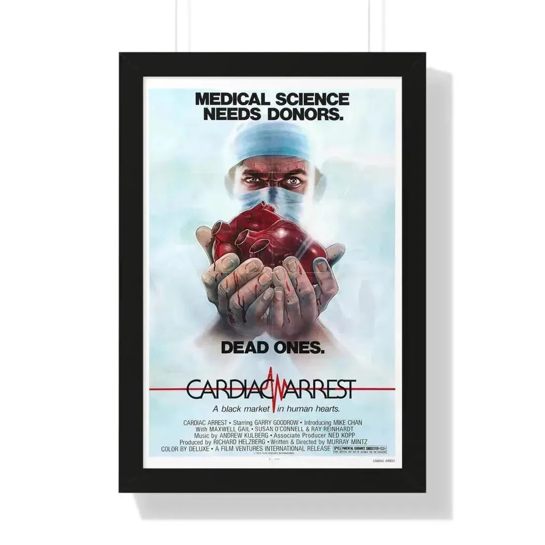 CARDIAC ARREST 1980 - Framed Movie Poster 16″ x 24″ Black - The Sticker Space