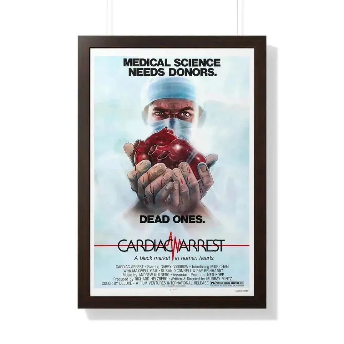 CARDIAC ARREST 1980 - Framed Movie Poster 20" x 30" Walnut - The Sticker Space