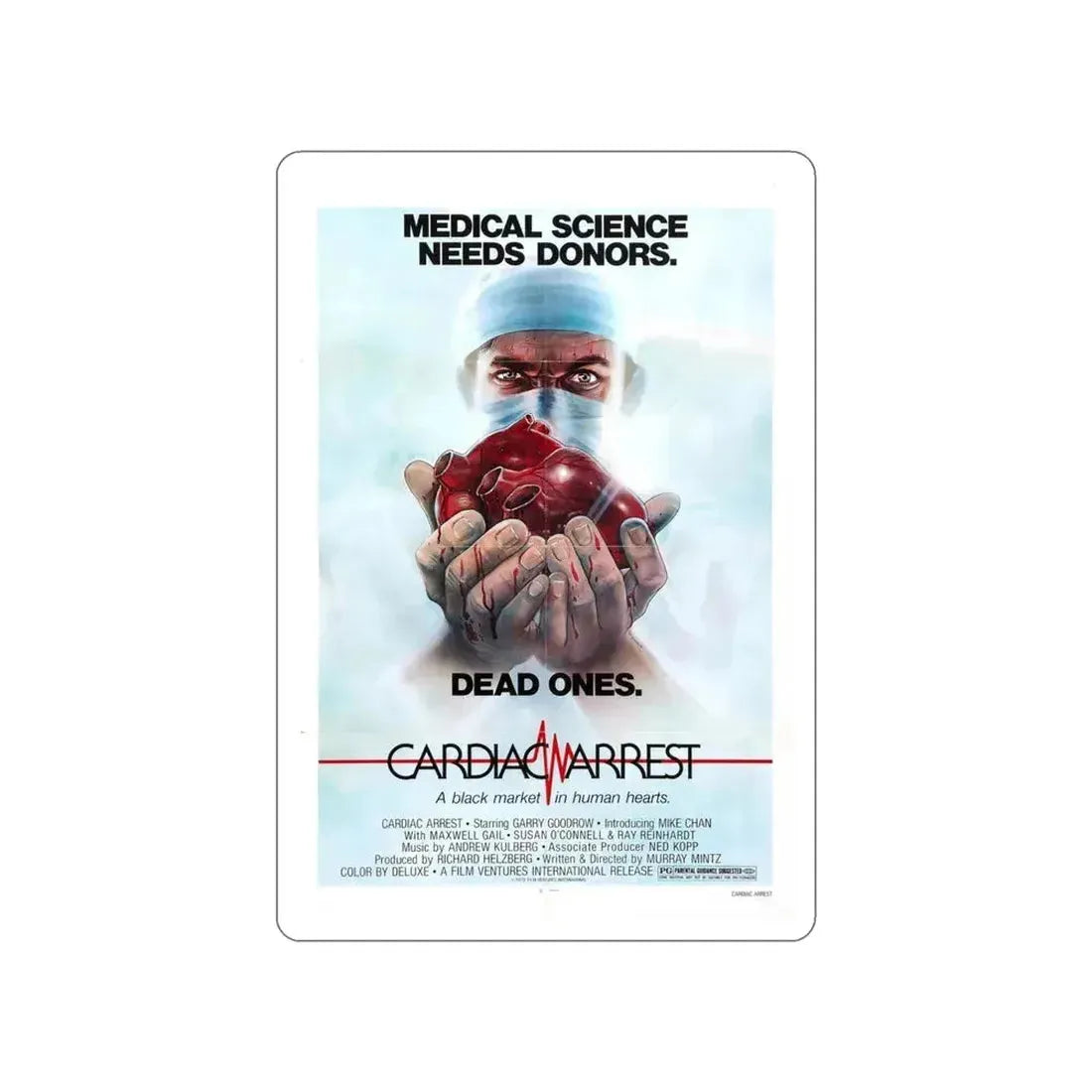 CARDIAC ARREST 1980 Movie Poster STICKER Vinyl Die-Cut Decal 4 Inch - The Sticker Space