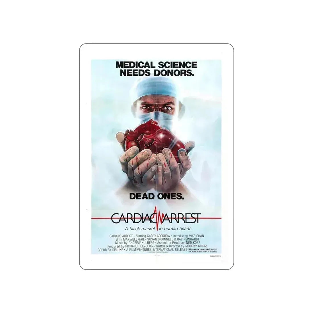 CARDIAC ARREST 1980 Movie Poster STICKER Vinyl Die-Cut Decal 6 Inch - The Sticker Space