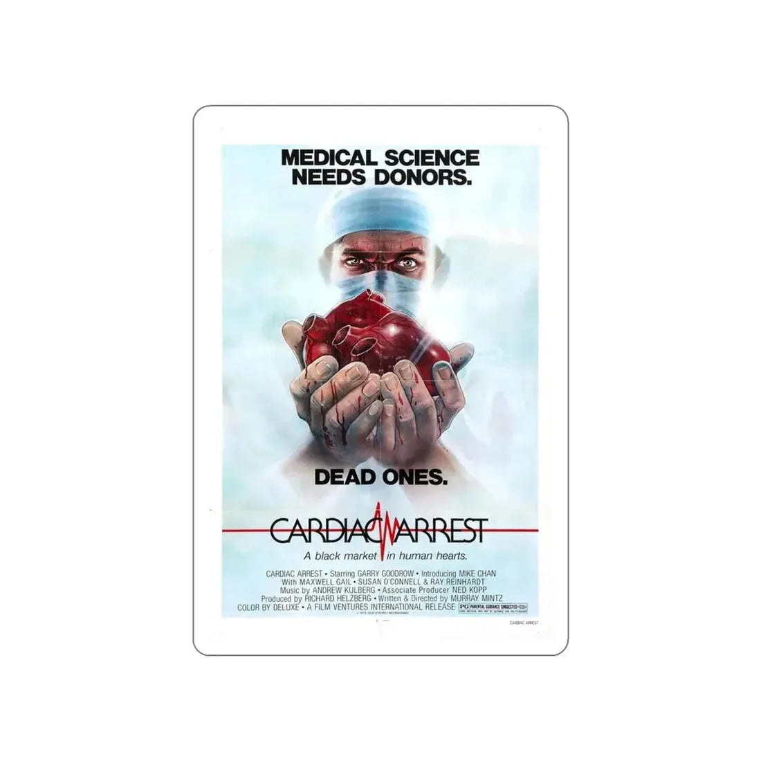 CARDIAC ARREST 1980 Movie Poster STICKER Vinyl Die-Cut Decal - The Sticker Space