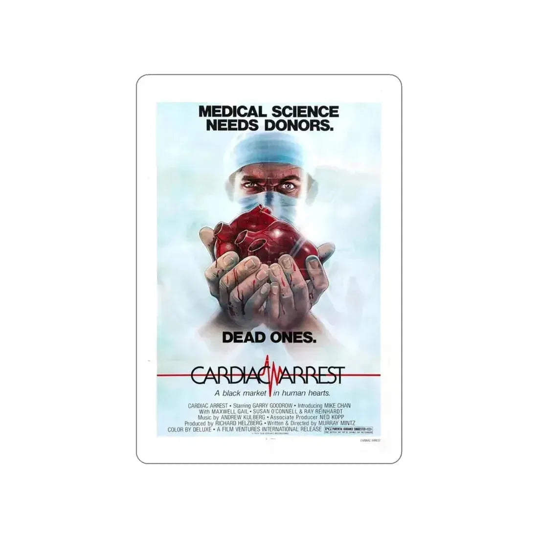 CARDIAC ARREST 1980 Movie Poster STICKER Vinyl Die-Cut Decal - The Sticker Space