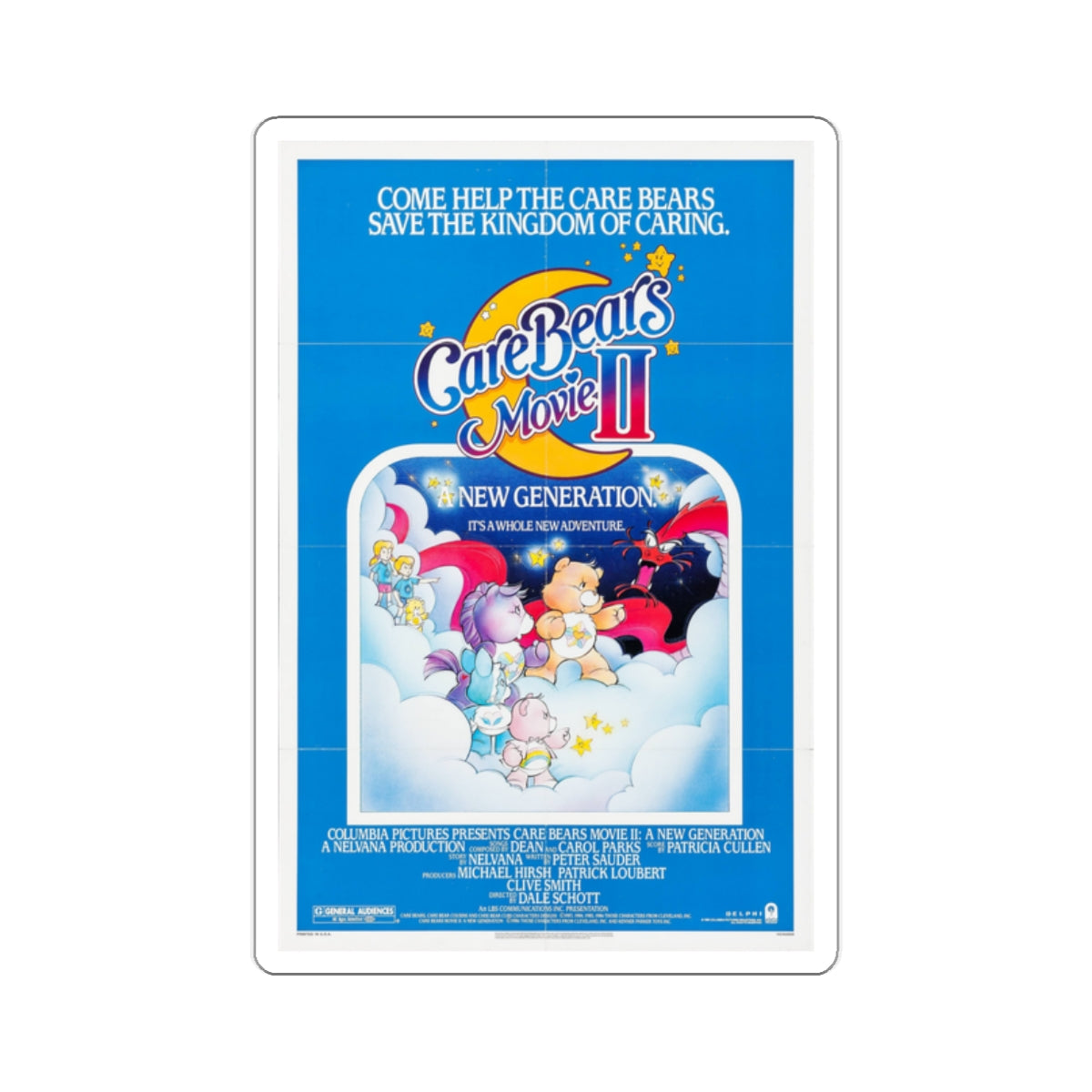 Care Bears Movie II A New Generation 1986 STICKER Vinyl Die-Cut Decal-White-The Sticker Space