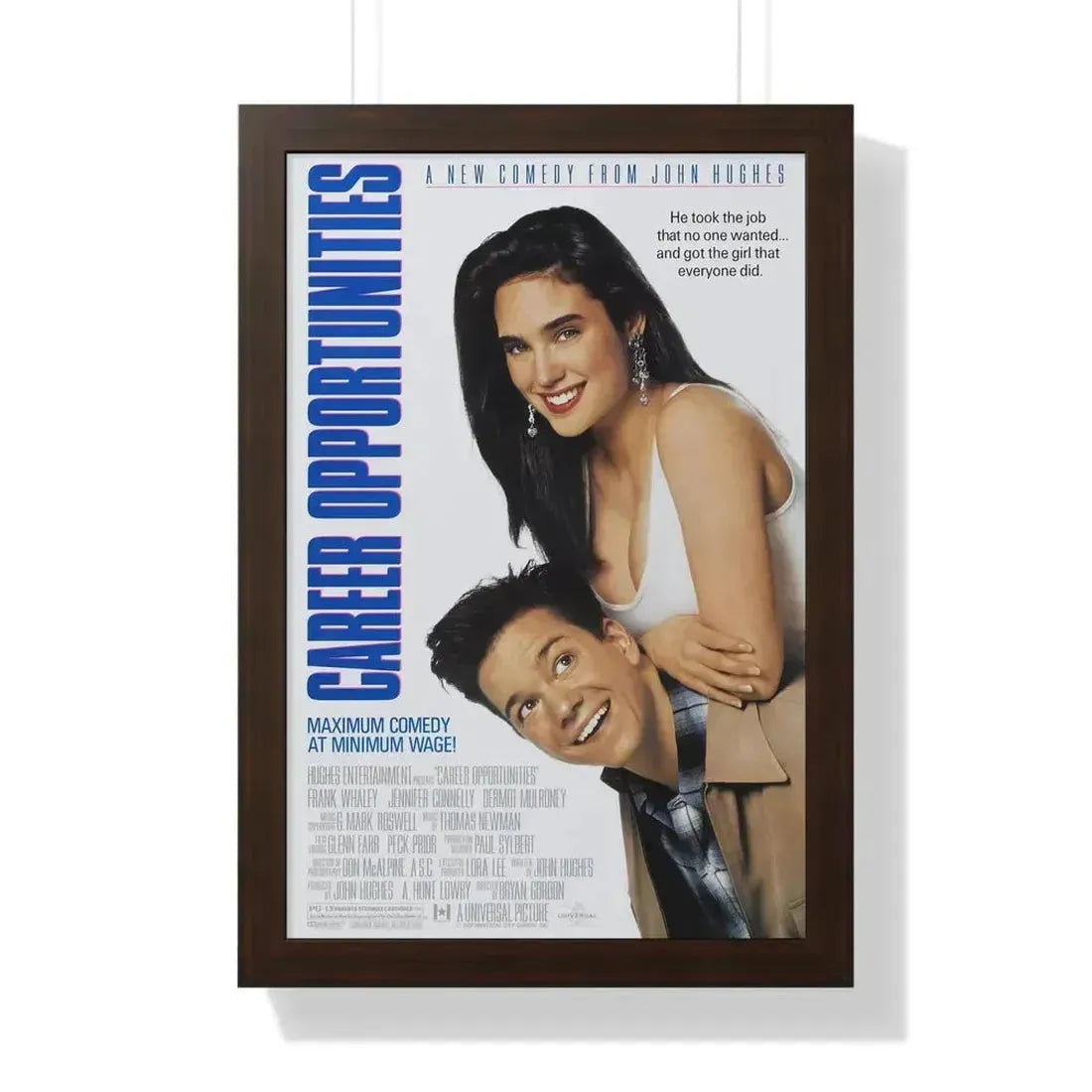 CAREER OPPORTUNITIES 1991 - Framed Movie Poster 16″ x 24″ Walnut - The Sticker Space