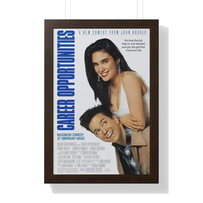 CAREER OPPORTUNITIES 1991 - Framed Movie Poster 16″ x 24″ Walnut - The Sticker Space