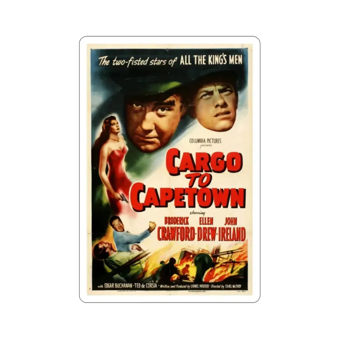 Cargo to Capetown 1950 Movie Poster STICKER Vinyl Die-Cut Decal - The Sticker Space