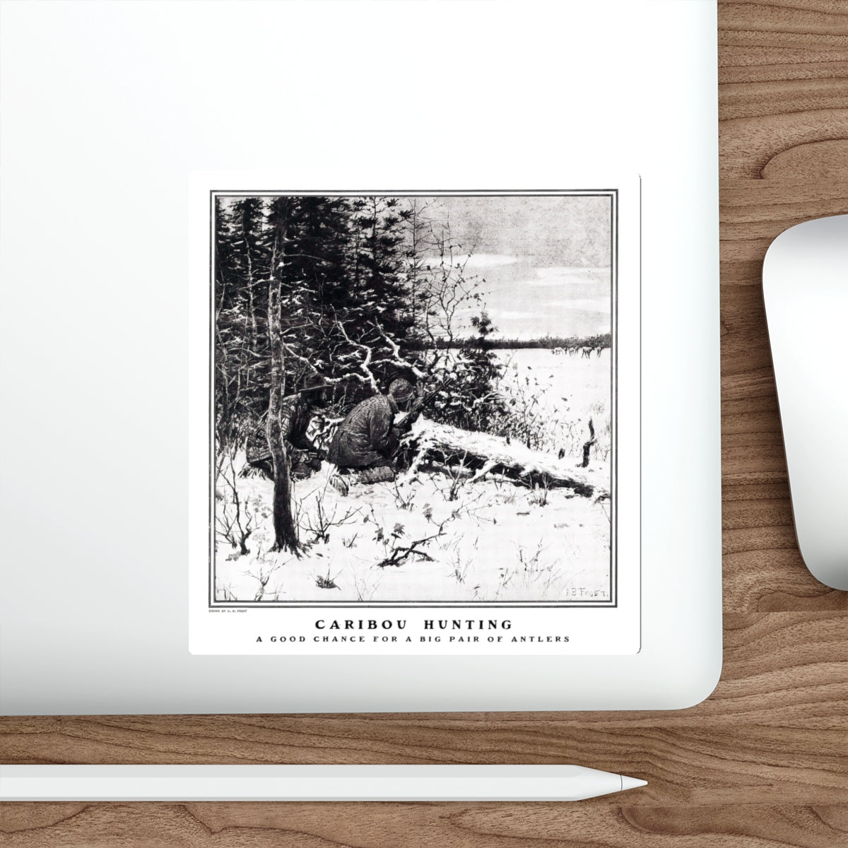 Caribou Hunting, Collier's, December 21, 1901 (Magazine Illustration) STICKER Vinyl Die-Cut Decal-The Sticker Space