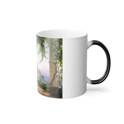 Carl Frederic Aagaard (1833-1895) Amalfi dia cappuccini - olio su tela - Color Changing Mug 11oz-11oz-The Sticker Space