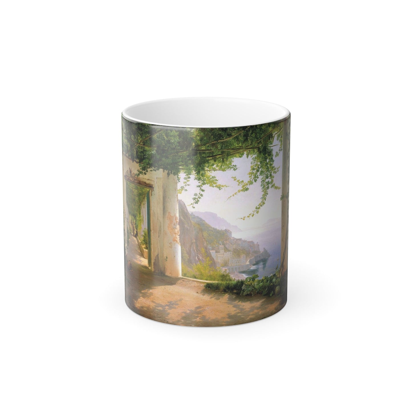 Carl Frederic Aagaard (1833-1895) Amalfi dia cappuccini - olio su tela - Color Changing Mug 11oz-11oz-The Sticker Space