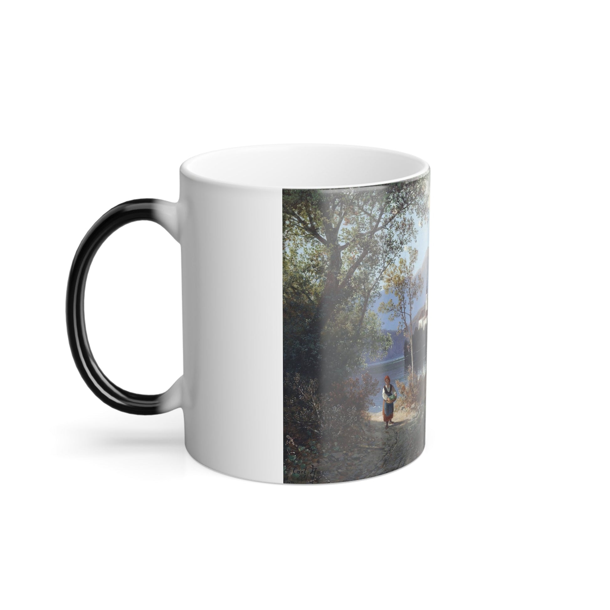 Carl Hasch (1834-1897) Blick auf den Bleder See - oil on cardboard - Color Changing Mug 11oz-11oz-The Sticker Space