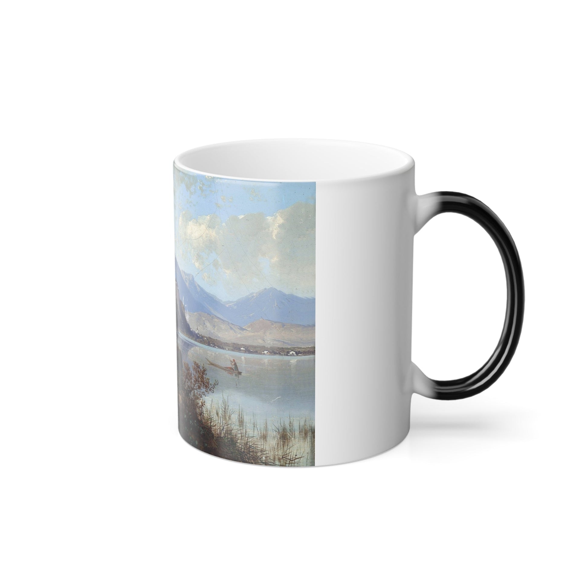 Carl Hasch (1834-1897) Blick auf den Bleder See - oil on cardboard - Color Changing Mug 11oz-11oz-The Sticker Space