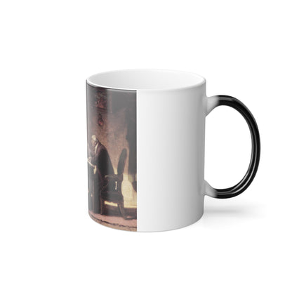 Carl Spitzweg (1808-1885) A Visit - oil on Board c1855 kk - Color Changing Mug 11oz-11oz-The Sticker Space